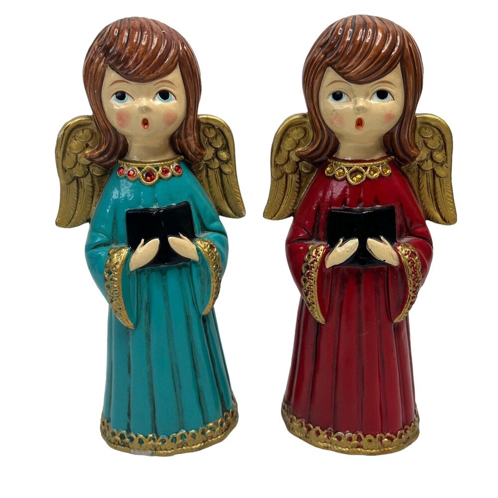 Ardco‎ Christmas Singing Choir Angels Japan Paper Mache Vintage Holiday Lot Of 2